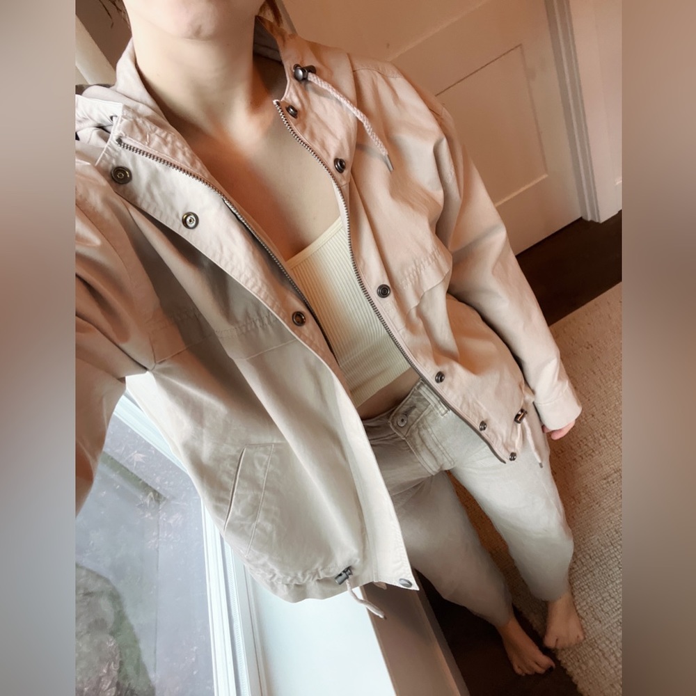 Lucky Brand Utility Cropped Trench Coat Jacket